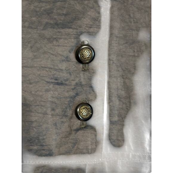 Neiman Marcus Iridescent Blue/Gray with Paisley Zip Lining Trench Coat Size 12 - Picture 3 of 8